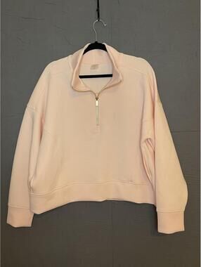 CALIA Women’s XXL Pink Quarter-Zip Cropped Sweatshirt Pullover Athleisure